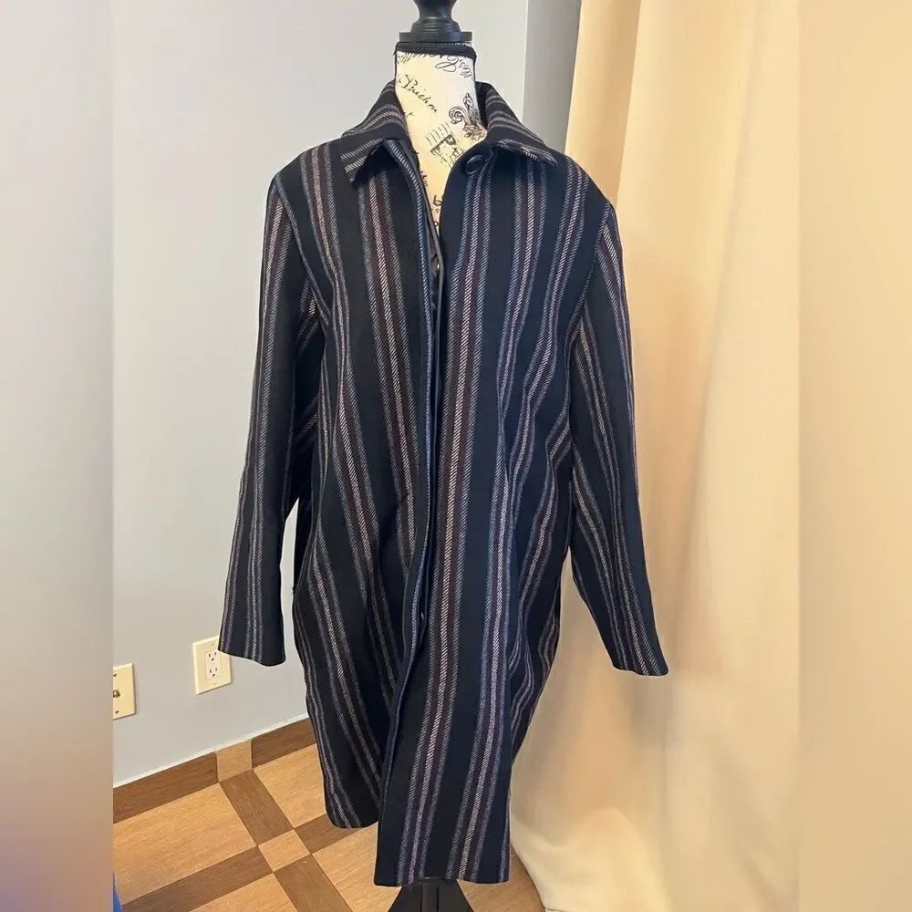 NEW & Other Stories Stockholm Atelier Size 10 Striped Button Up Wool Coat